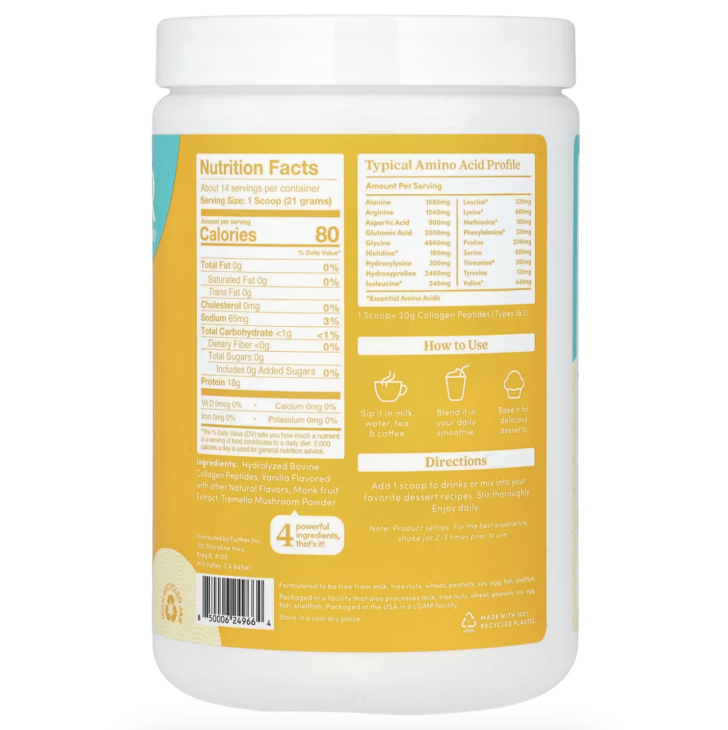 Further Food Collagen Peptides – Vanilla (with Tremella Mushroom) - Image 2